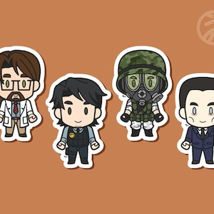 HL: Gordon Freeman, Barney Calhoun, Adrian Shephard, G-Man // 3.5&quot; Die-Cut Vinyl Character Stickers