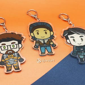 BACKORDER: HL2 - Gordon Freeman, Alyx Vance, Barney Calhoun // 3.5&quot; Clear Acrylic Keychains