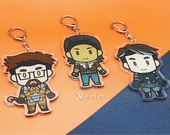 HL2 : Gordon Freeman, Alyx Vance, Barney Calhoun 3,5 pouces porte-clés en acrylique transparent