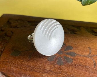 Handmade Pearl white adjustable button ring, jewellery gift ideas