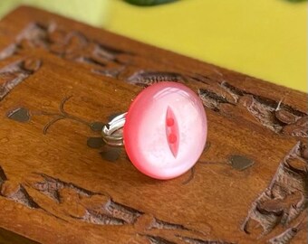 Handmade Candy Pink adjustable button ring, jewellery gift ideas