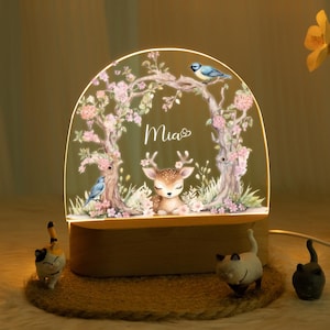 Personalized deer night light for baby girl, Custom name Night Light for Baby, Nursery Decor, Baby Bedroom Night Light, newborn gift