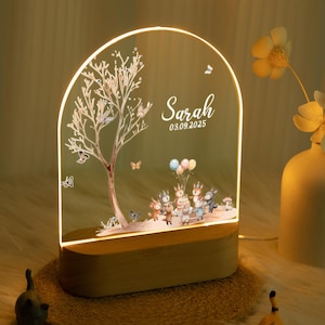 Personalised Baby Night Lights, Custom LED Animal Lamp, Kids Night Light Gift, Birthday Gifts, Nursery Decor, Baptism Gift, Newborn Gift