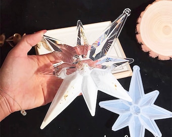 Eight Pointed Star Tag Mold,Snowflake Mold for Home Deco,Christmas Tree Decoration Mold,DIY Wall Door Tag Silicone Mold,Large Star Ornament