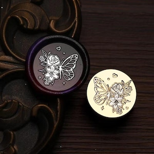 Schmetterling Wachs Siegel Stempel, Rose Schmetterling Stempel Wachs Siegel für Einladung Umschlag Geschenkverpackung, Schmetterling Rose Siegel Wachsstempel