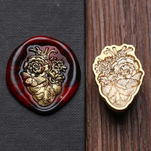 Sello de lacre, sello de lacre con forma de corazón de rosa para envolver regalos de sobres de invitación, embalaje de regalos, sello de lacre con forma de corazón