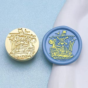 Sello de lacre, sello de barco con calavera, sellos de lacre de barco pirata para envolver regalos de sobres de invitación de boda, kit de sello de lacre de barco Sello de sellado de calavera