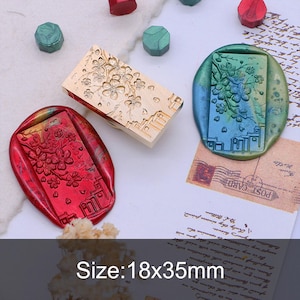 Cachet de cire, Timbre de ville en fleur de poirier, Fleurs de poirier d&#39;automne Cachets de cire pour emballage cadeau enveloppe d&#39;invitation, Beau timbre