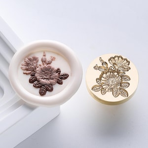 Tampons de cire, Tampon ponceau 3D, Cachets de cire fleurs pour enveloppes de faire-part de mariage, Kit de tampons de cire Belle fleur de printemps