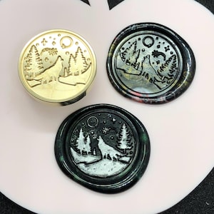Wachssiegel Stempel, Wolf Stempel, Wachssiegel für Einladung Umschlag Geschenkverpackung, Der Wolf im Dschungel Wachsstempel, Wachssiegel kit, Vollmond Wolf