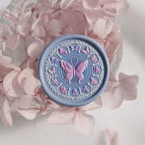 Timbro sigillo di ceralacca, timbro farfalla, sigillo di ceralacca con cerchio di farfalle per inviti, buste regalo, grazioso timbro sigillo a forma di farfalla