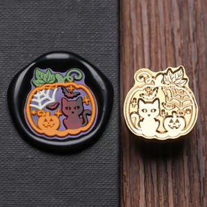Kürbis Buddy Stempel, Kürbis Stempel, Wachssiegel für Einladung Umschlag Geschenkverpackung, Kürbis Siegelwachsstempel, Katzensiegelstempel