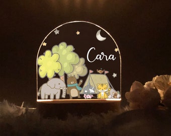 Veilleuses, cadeau personnalisé pour bébé, veilleuse lune, lampe de nuit éléphant, lampe de décoration de chambre à coucher, cadeau d'anniversaire pour