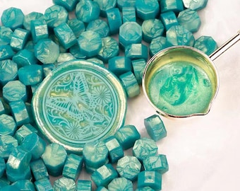 Aurora Green Sealing Wax Beads 100/300, Aurora Grass green Wax Seal Beads for Wedding Invitation Wax Seal Stamp, Gift Wrapping, prasinous