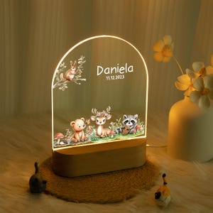 Personalised LED Animal Lamp, Custom Lovely Night Light for Baby, Night Light Gift, Birthday Gift, Nursery Decor, Baptism Gift, Newborn Gift