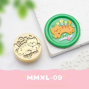 Timbro con sigillo di ceralacca, timbro con gatto adorabile che corre, sigilli di ceralacca per buste di invito e confezioni regalo, timbro di ceralacca a forma di gatto, kit di sigilli di ceralacca a forma di gatto con fiore