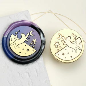 Katzen Siegel Stempel, Die Katze stiehlt den Mond Stempel Siegel für Einladung Umschlag Geschenk Verpackung, Katzen Siegel Wachs Stempel Katzen Siegel Stempel