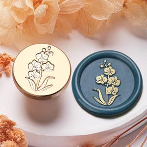Sello de cera, sello de orquídea mariposa, sellos de cera de orquídea mariposa para sobres de invitación de boda, kit de sello de cera de orquídea mariposa
