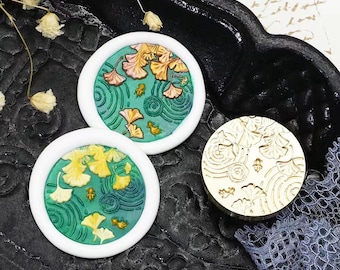 Wax Seal Stamp, Ginkgo biloba leaf Stamp, Wax Seals for Invitation Envelope Gift Wrapping, Ripple Sealing Wax Stamp, lipper sealing stamp