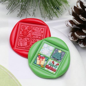 Wachs-Siegel-Stempel, schöne Weihnachtsstempel-Wachssiegel für Einladung, Umschlag, Geschenkverpackung, Weihnachtsbaum, Siegelwachsstempel, Siegelstempel-Kit