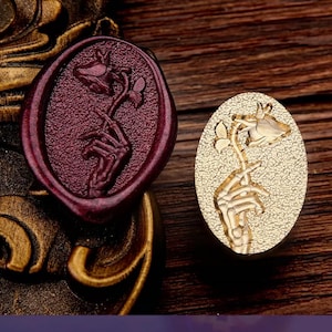 Wachs Siegel Stempel, Dead Bone Rose Stempel Wachs Siegel für Einladung Umschlag Geschenkverpackung, Geschenkverpackung, Hand Rose Siegelwachs Stempel, Dark Stamp