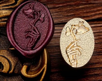 Wax Seal Stamp, Dead bone rose Stamp Wax Seals for Invitation Envelope Gift Wrapping, Gift packing, Hand Rose Sealing Wax Stamp, Dark Stamp