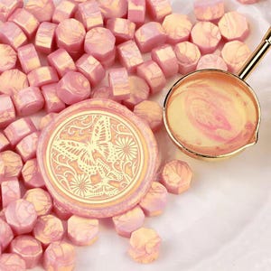 Aurora Goldene Rosa Dichtung Wachs Perlen 100/300, Aurora Goldene Hell Rosa Wachs Siegel Perlen für Hochzeitseinladung Wachssiegel Stempel, Geschenkverpackung