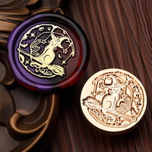 Wax Seal Stamp, The Cat on Dark Moon Stamp Wax Seals for Invitation Envelope Gift Wrapping, Cat Moon Sealing Wax Stamp, Dark Moon Stamp