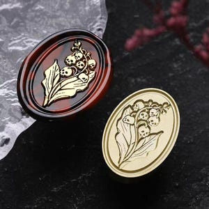 Timbro sigillo di ceralacca, timbro teschio mughetto, sigilli di ceralacca mughetto per inviti di nozze, buste regalo, kit sigillo di ceralacca