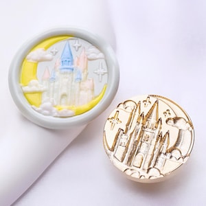 Sceau de cire, tampon Château sur la lune, sceaux de cire château pour enveloppes d'invitations, emballage cadeau, tampon Belle lune. Kit sceau lunaire