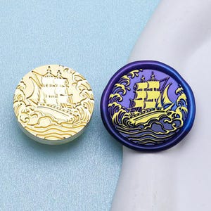 Wachssiegel Stempel, Boot Meereswelle Stempel, Wachssiegel für Einladung Geschenkverpackung, Boot Siegelwachs Stempel, Ein Schiff in Aufruhr Siegelstempel