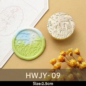 Wachs Siegel Stempel, Der Wind der den Weizen schüttelt Stempel Wachs Siegel für Einladung Umschlag Geschenk Verpackung, Frühlingsnacht Siegel Wachs Stempel Mond