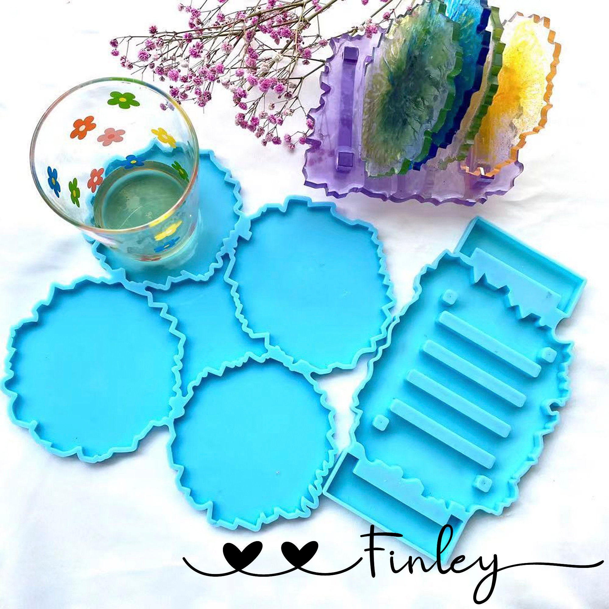 Coaster Mold Resin Silicone Mold for Resin Coaster Set Resin Etsy