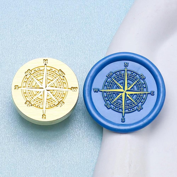Tampon de cire, tampon boussole, tampons de cire de boussole pour emballage cadeau d'enveloppes de mariage, tampon de cire à cacheter directionnel, kit de sceaux de cire de boussole