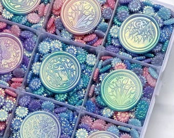 Auroral Sealing Wax Beads box, Premium Wax Seal Beads set for Wedding Invitation Wax Seal Stamp, Gift Wrapping, Auroral Colors wax beads