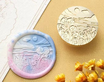 Lakzegelstempel, volle maanstempel Lakzegels voor uitnodiging envelop Cadeaupapier, lente zegellakstempel, volle maan nacht zegelstempel