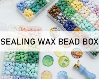Sealing Wax Bead Box, Premium Heart Wax Seal Beads for Wedding Invitation Wax Seal Stamp, Gift Wrapping, Metaliice wax beads, Colorful wax