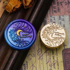 Wax Seal Stamps, Love to the moon and back Stamp, Moon Wax Seals for Wedding Invitation Envelope Gift, Dream of stars and moon Wax Seal kit