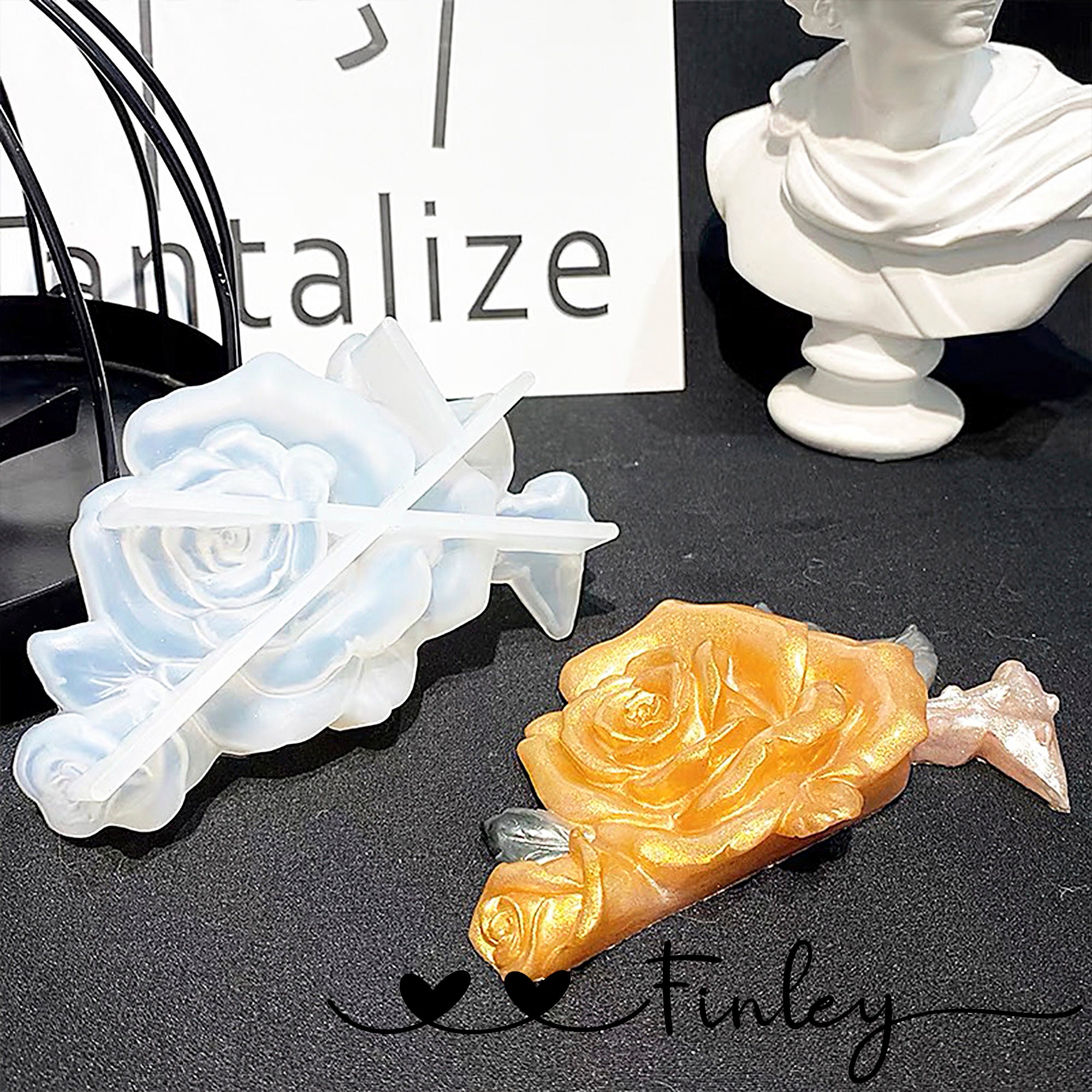 Resin Mold Rose Flower Silicone Mold Resin ClayCrystal Rose Etsy