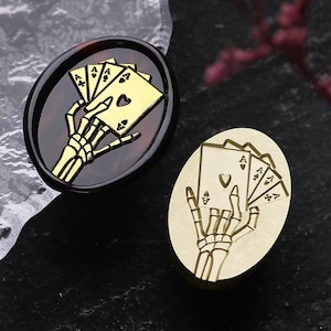 Wachs-Siegel-Stempel, Vier ACES Stempel, Schädel Vier ACES Wachs-Siegel für Hochzeitseinladung Umschlag Geschenkverpackung, Vier ein Wachs-Siegel-Kit