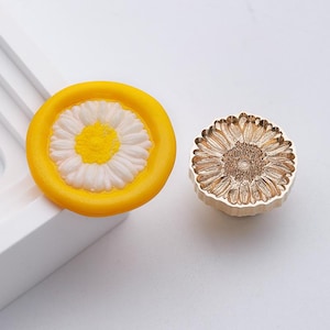 Tampon de cire, Tampon de cire 3D marguerite pour enveloppes d'invitations, emballage cadeau, Tampon de cire à cacheter Bellis perennis, Tampon à cacheter marguerite
