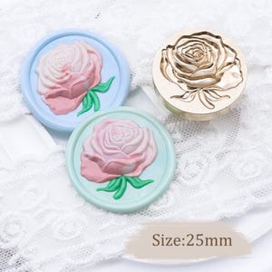 Bellissimo timbro di ceralacca a forma di rosa, timbro floreale, sigilli di ceralacca a forma di rosa per inviti, buste, confezioni regalo, timbro di ceralacca a forma di rosa, timbro di ceralacca a forma di rosa