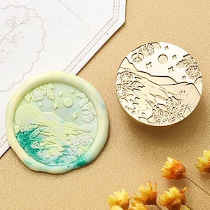 Wachs Siegel Stempel, Stempel Berg Mond, Mond Nacht Wachs Siegel für Einladung Umschlag Geschenkverpackung, Frühling Siegel Wachs Stempel