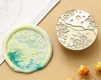 Lakzegelstempel, bergmaanstempel, maannacht lakzegels voor uitnodiging envelop Cadeaupapier, lente zegellakstempel, zegelstempel