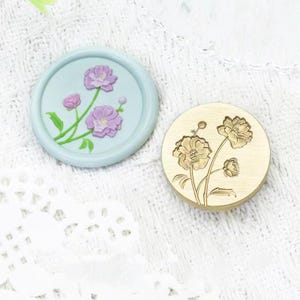 Wachs Siegel Stempel, Papaver rhoeas Stempel Wachs Siegel für Einladung Umschlag Geschenkverpackung, Poppy Siegelwachs Stempel, botanische Siegelstempel