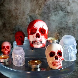 Schädel Silikonform Harz Ton Kerze Aromatherapie gipsfarbener Ton, Halloween Schädel Harz Formen, Schädel Kerze Formen DIY Schädel Harz Form Handwerk