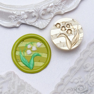 Tampon de cire, timbre musical muguet Sceaux de cire muguet pour cadeau de faire-part de mariage, kit de tampons de cire musical campanule