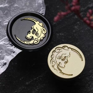 Wachs-Siegel-Stempel, Dark Moon Stempel, Schädel-Mond-Wachs-Siegel für Hochzeitseinladung Umschlag Geschenkverpackung, Schädel-Wachsstempel, Schädel-Wachssiegel-Kit