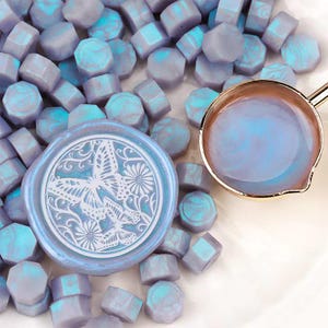 Cuentas de lacre de color azul noche Aurora, cuentas de lacre de color azul violeta Aurora para sellos de lacre para invitaciones de boda, envoltura de regalos, azul noche