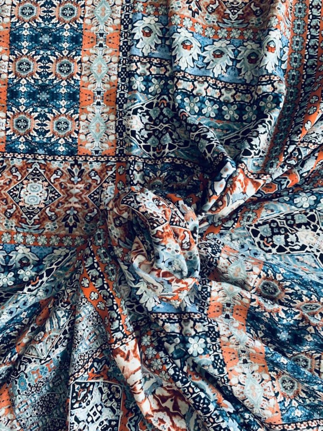 Blue Moroccan Viscose Rustic Boho Fabric Moroccan Print - Etsy